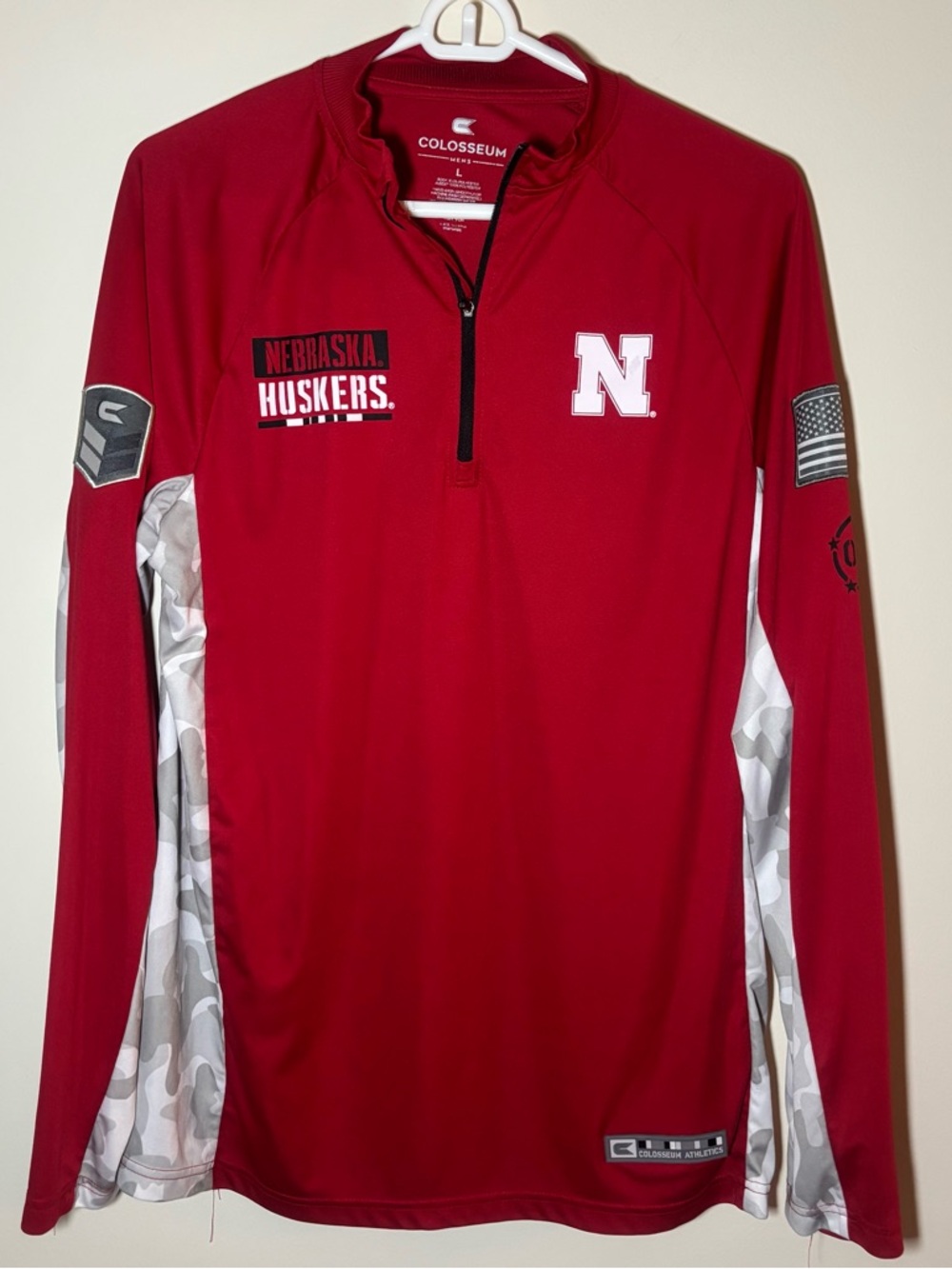 Colosseum Red Nebraska Huskers Military Theme Quarter-Zip Pullover